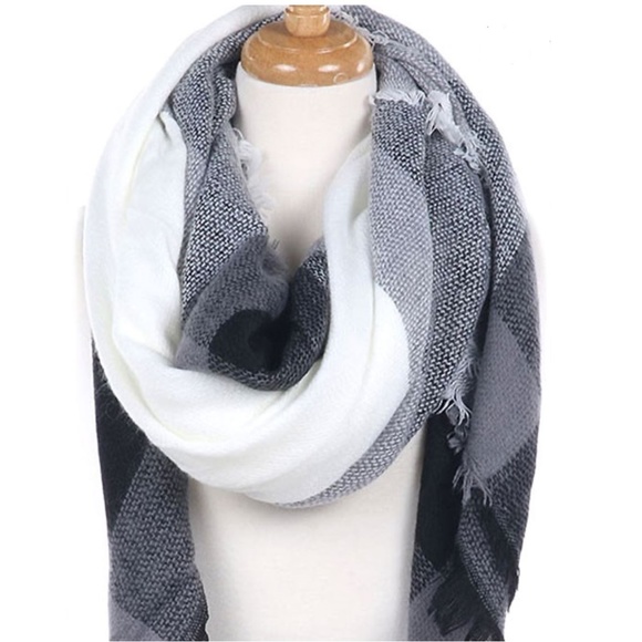 Glam Girl Fashion Accessories - BLACK, WHITE & WARM ALL OVER!  Blanket Scarf